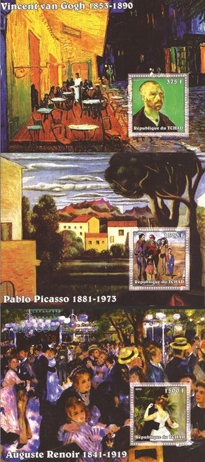 Withdrew 03-18-19-Chad - 2002 Artists Picasso, Renoir - Set of 5 S/S -  - 3B-425