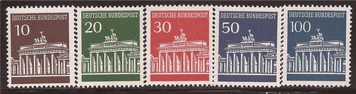 Germany - 1966-8 Brandenburg Gate - 5 Stamp Set -   #952-6