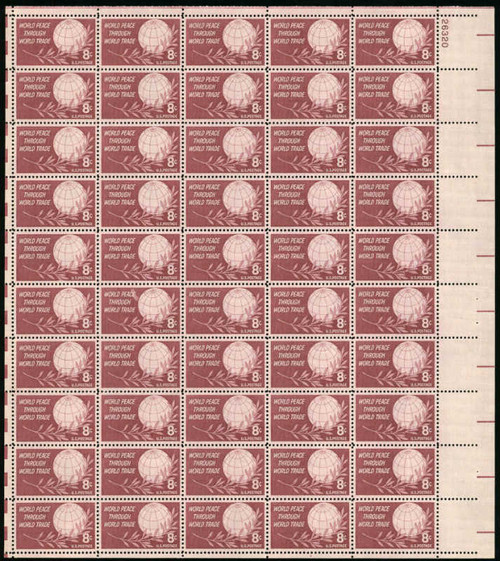 US Stamp - 1959 World Peace Through World Trade - 50 Stamp Sheet #1129