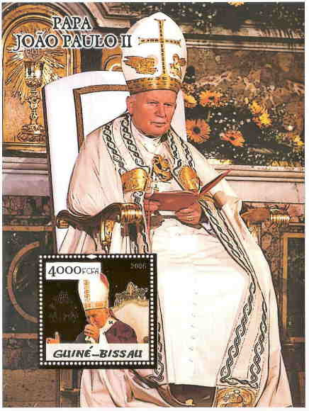 Guinea-Bissau - Pope John Paul Gold Foil Stamps 5p01bg
