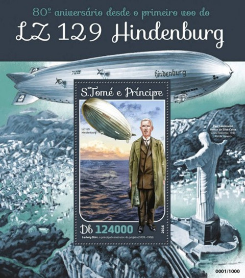 St Thomas - 2016 LZ 129 Hindenburg - Stamp Souvenir Sheet - ST16103b