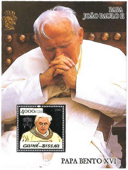 Guinea-Bissau Two Popes Silver Foil Stamps 5p03bs