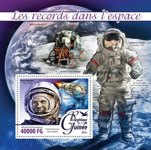 Guinea - 2016 Records in Space - Stamp Souvenir Sheet - GU16211b