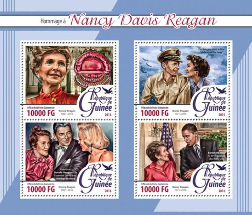 Guinea - 2016 Nancy Reagan - 4 Stamp Sheet - GU16218a