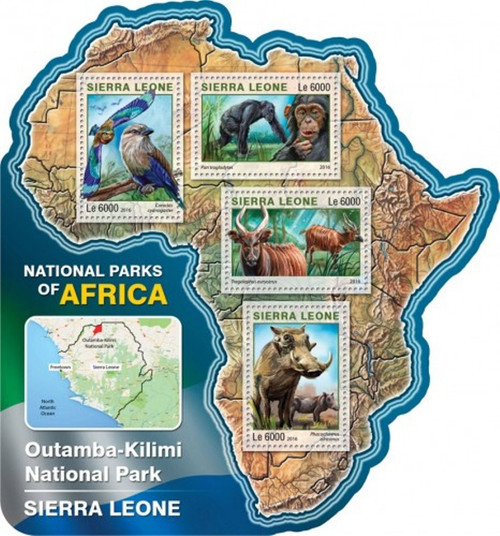 Sierra Leone - 2016 Outamba-Kilimi Nat'l Park-4 Stamp Sheet-SRL16501a