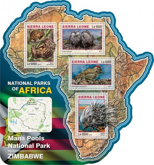 Sierra Leone - 2016 Mana Pools Nat'l Park - 4 Stamp Sheet - SRL16509a