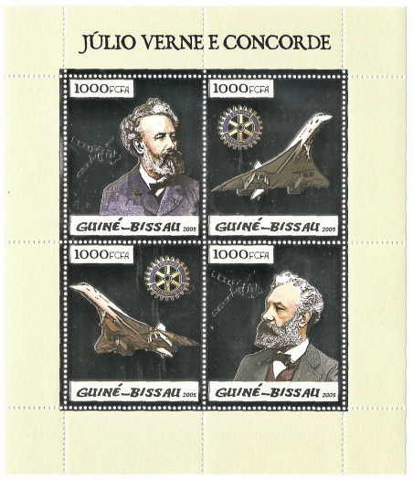 Guinea-Bissau - Concorde & Jules Verne Silver Foil Sheet GB5p08as