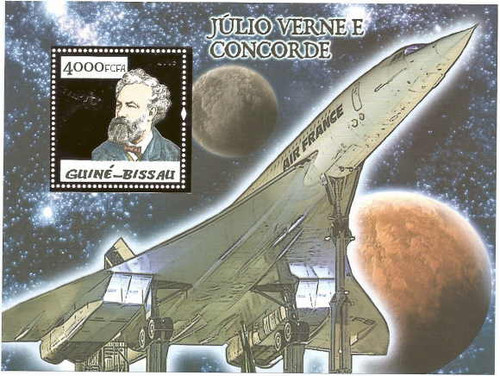 Guinea-Bissau - Concorde & Jules Verne Gold Foil Stamp S/S GB5p08bg