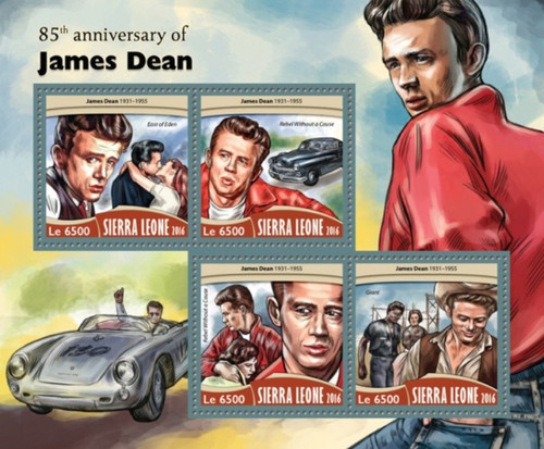 Sierra Leone - 2016 Actor James Dean - 4 Stamp Sheet - SRL16718a