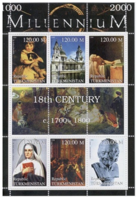 18th Century Highlights on Stamps - 6 Stamp Mint Sheet TKM18