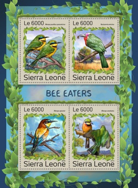 Sierra Leone - 2016 Bee-eaters - 4 Stamp Sheet - SRL161214a