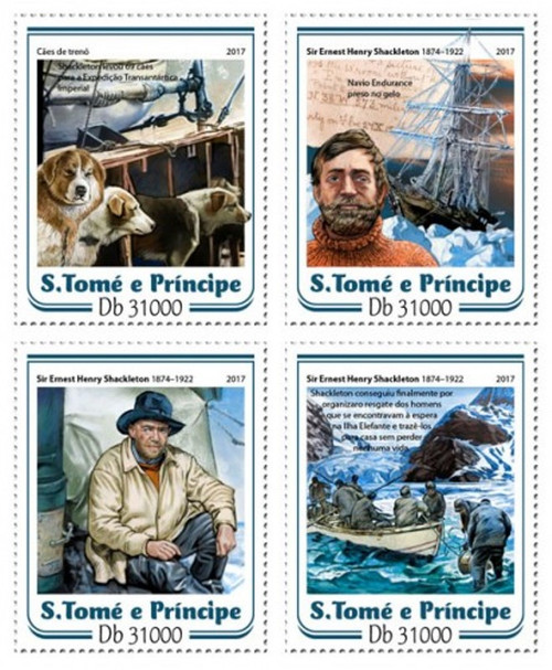 St Thomas - 2017 Ernest Shackleton - 4 Stamp Set - ST17216a