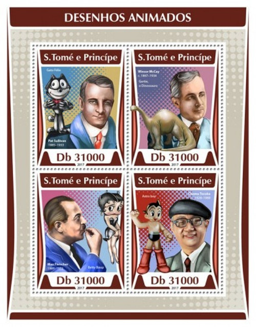 St Thomas - 2017 Cartoons on Stamps - 4 Stamp Sheet - ST17314a