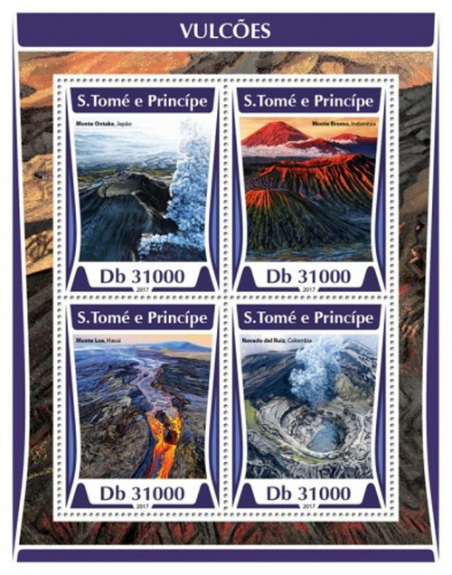 St Thomas - 2017 Volcanoes on Stamps - 4 Stamp Sheet - ST17316a
