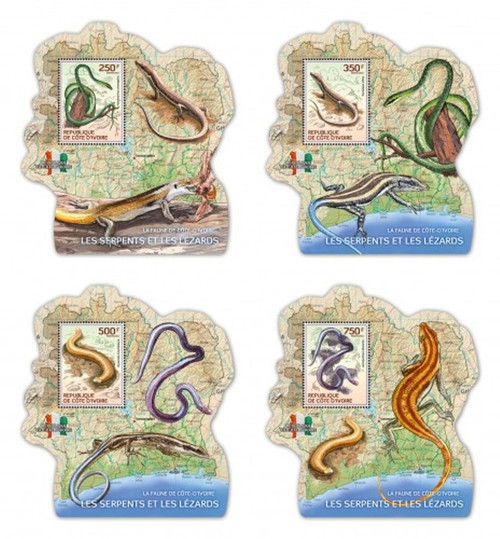 Ivory Coast - 2017 Snakes & Lizards - Set of 4 Sheets - IC14120