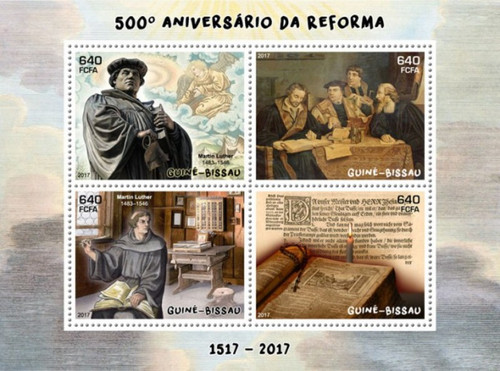 Guinea-Bissau - 2017 Protestant Reformation - 4 Stamp Sheet - GB17910a