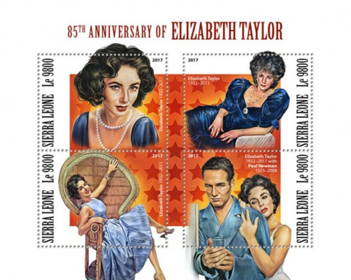 Sierra Leone - 2017 Elizabeth Taylor - 4 Stamp Sheet - SRL171114a
