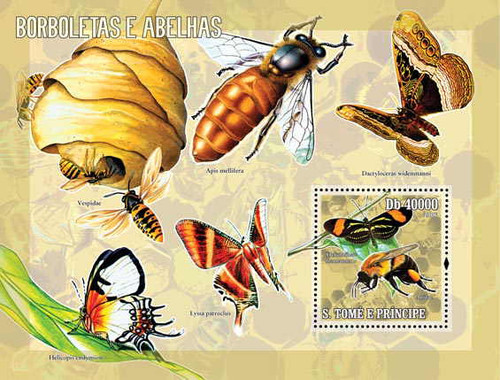 St. Thomas Souvenir Sheet  Butterflies & Bees ST6204b