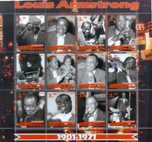 Louis Armstrong on Stamps - 12 Stamp Mint Sheet  717