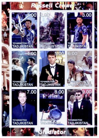 Russell Crowe On Stamps, Sheet of 9   TD113