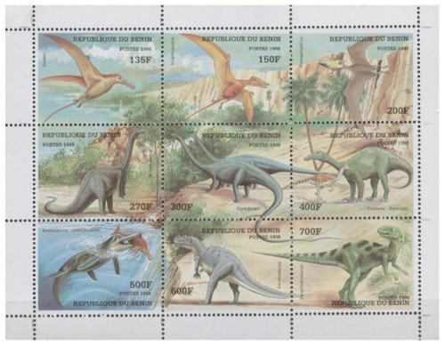 Benin - 1998 - Prehistoric Animals - 9 Stamp Sheet F/VF MNH - BEN1085