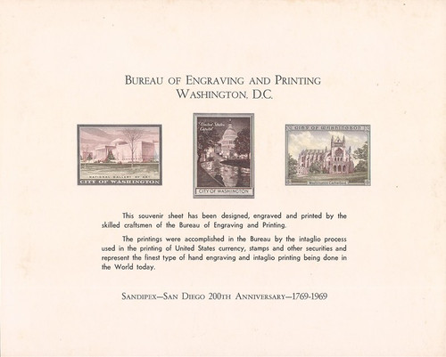 US Stamp - 1969 Sandipex Anniversary - Souvenir Card - Scott #SC5