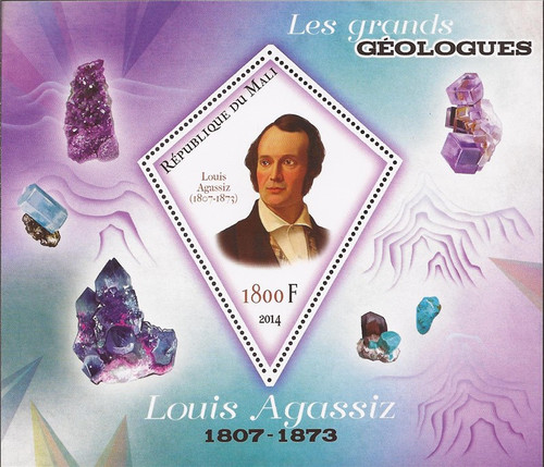Withdrew 03-10-19-2014 Geologist Louis Agassiz - Stamp Souvenir Sheet - 13H-437