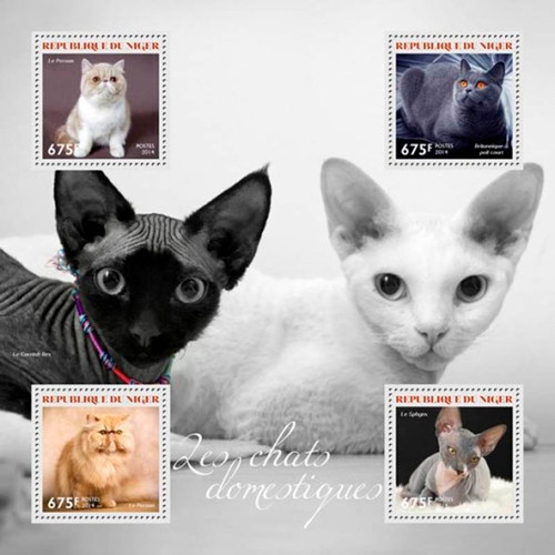 Niger 2014 Exotic Domestic Cats  4 Stamp Sheet 14A-478
