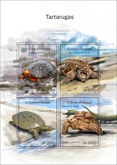 St Thomas - 2014 Sea and Land Turtles  4 Stamp Sheet ST14319a