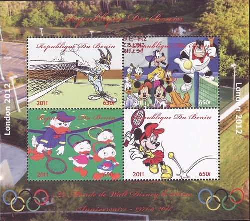 Benin - 2011 London Olympics, Disney, Bugs Bunny-4 Stamp Sheet-2B-245