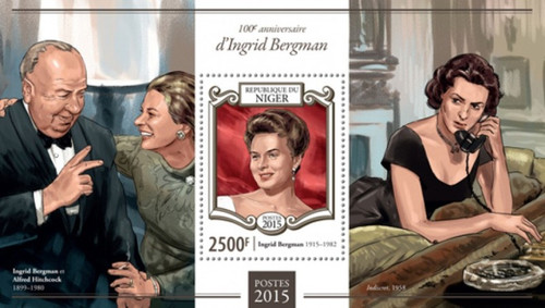 Niger - 2015 Ingrid Bergman - Stamp Souvenir Sheet -14A-548
