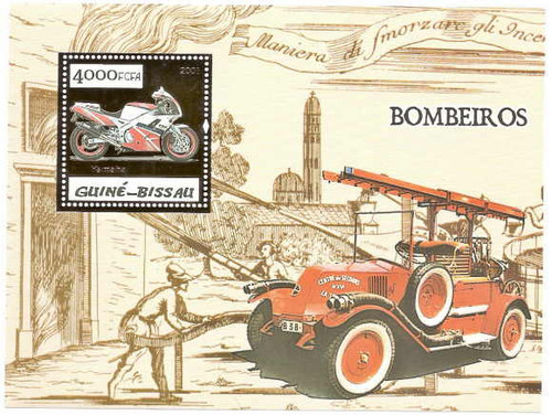 Guinea-Bissau - Fire Engine Gold Foil Stamps 5p10bg