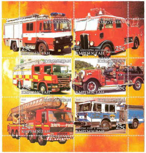 Fire Engines on Stamps - Mint Sheet of 6 Stamps 114-04