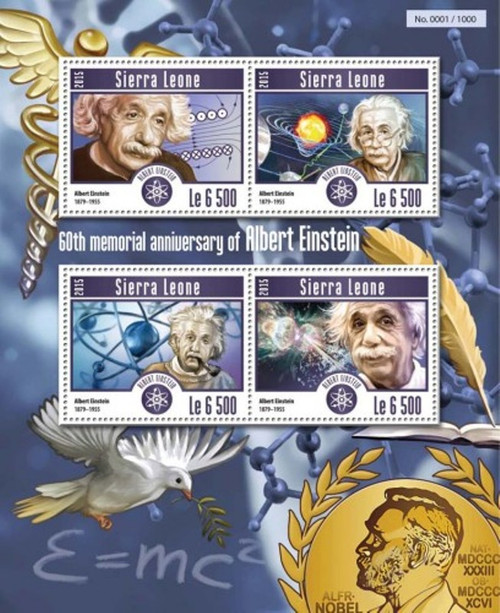 Withdrew 02-28-19-Sierra Leone - 2015 Albert Einstein - 4 Stamp Sheet - 19Q-089