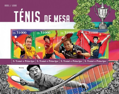 Withdrew 03-15-19-St Thomas - 2015 Table Tennis - 4 Stamp Sheet - ST15415a