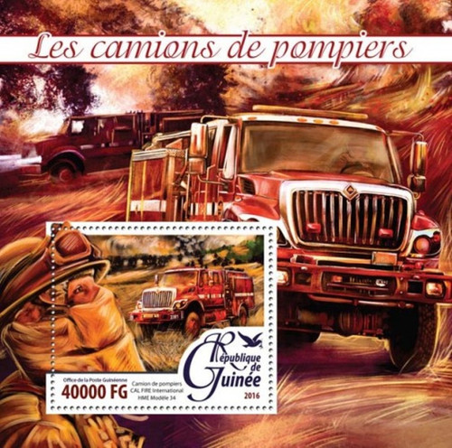 Guinea - 2016 Fire Trucks - Stamp Souvenir Sheet - GU16206b
