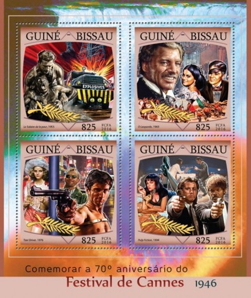 Guinea-Bissau - 2016 Cannes Film Festival - 4 Stamp Sheet - GB16401a