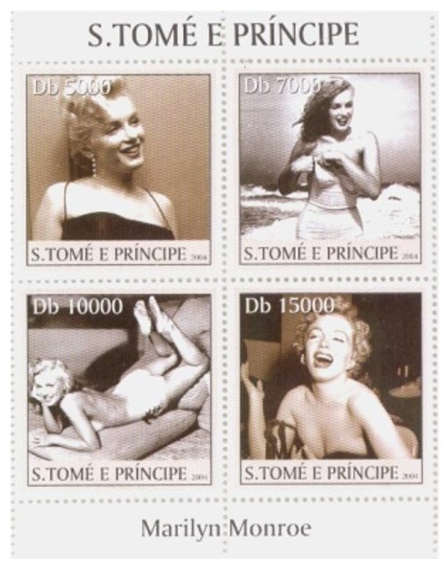 St Thomas - Marilyn Monroe Sheet of 4 Stamps