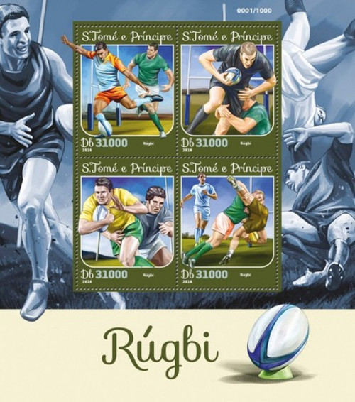 St Thomas - 2016 Sport of Rugby - 4 Stamp Sheet - ST16216a