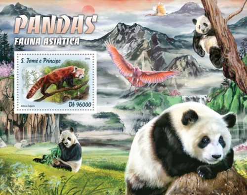 St Thomas - 2016 Asian Pandas - Stamp Souvenir Sheet - ST16312b St Thomas - 2016 Asian Pandas - Stamp Souvenir Sheet - ST16312b