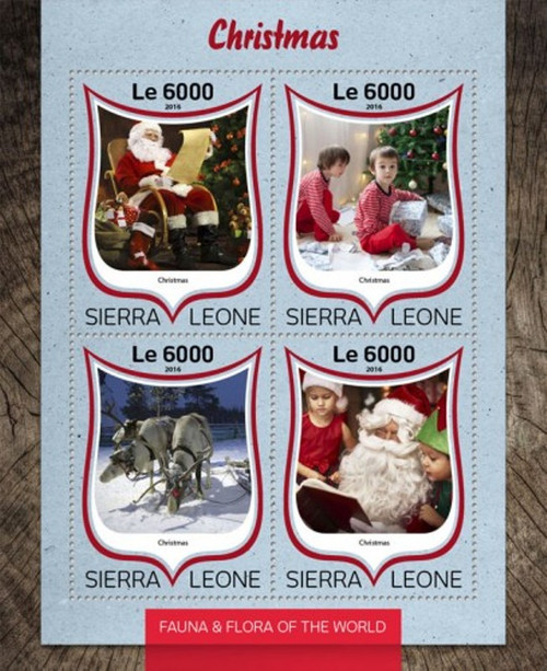 Sierra Leone - 2016 Christmas - 4 Stamp Sheet - SRL16819a