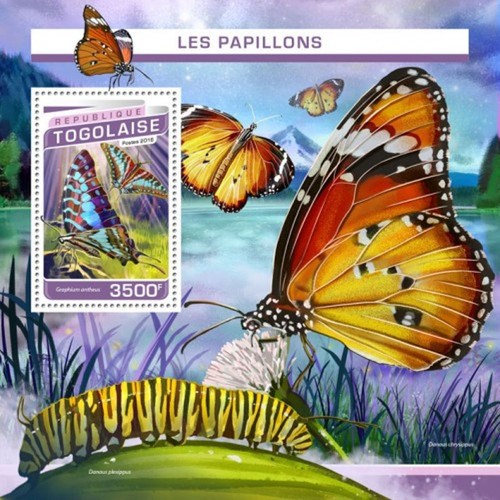 Togo - 2016 Butterflies on Stamps - Stamp Souvenir Sheet - TG16503b