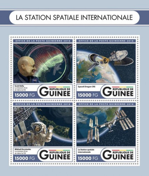Guinea - 2016 International Space Station - 4 Stamp Sheet - GU16520a