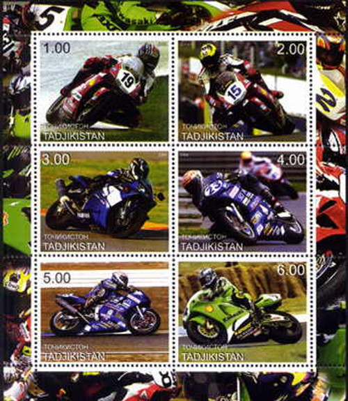 Motorcycles On Stamps - 6 Stamp Mint Sheet