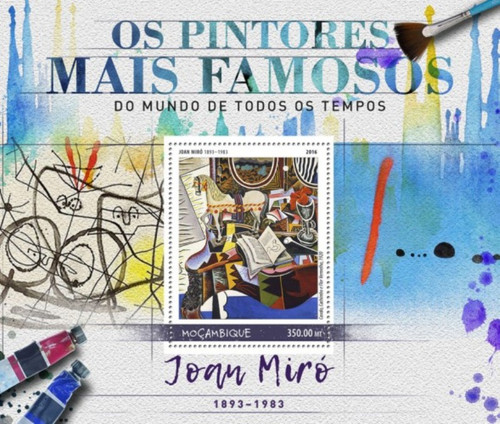 Mozambique - 2016 Artist Joan Miro - Stamp Souvenir Sheet - MOZ16524b