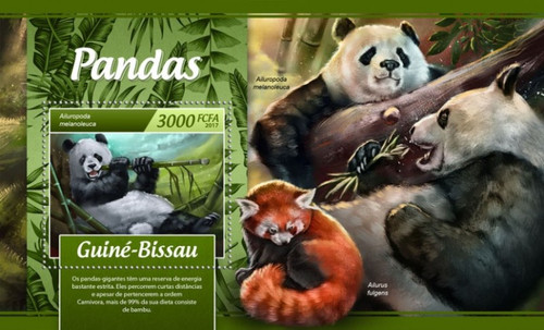 Guinea-Bissau - 2017 Pandas on Stamps - Stamp Souvenir Sheet-GB17107b