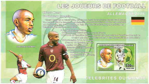 Congo - Soccer Star Thierry Henry Souvenir Sheet 3A-028
