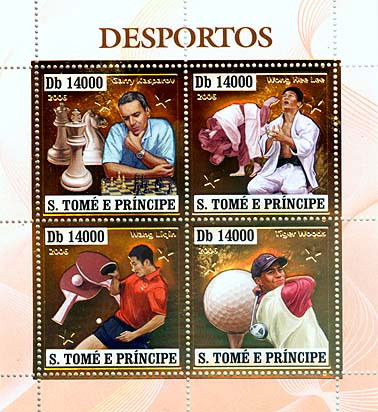 St Thomas - Sports Stars - Sheet of 4 Gold Foil Stamps ST6401ag