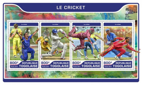 Togo - 2017 Sport of Cricket - 4 Stamp Sheet - TG17203a