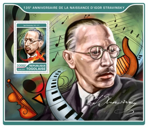 Togo - 2017 Composer Igor Stravinsky - Stamp Souvenir Sheet - TG17222b